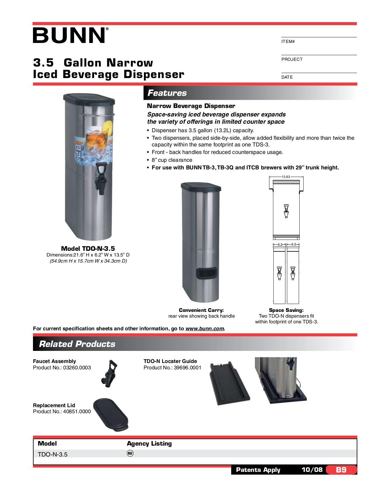 Bunn TDO-N-3.5 User Manual