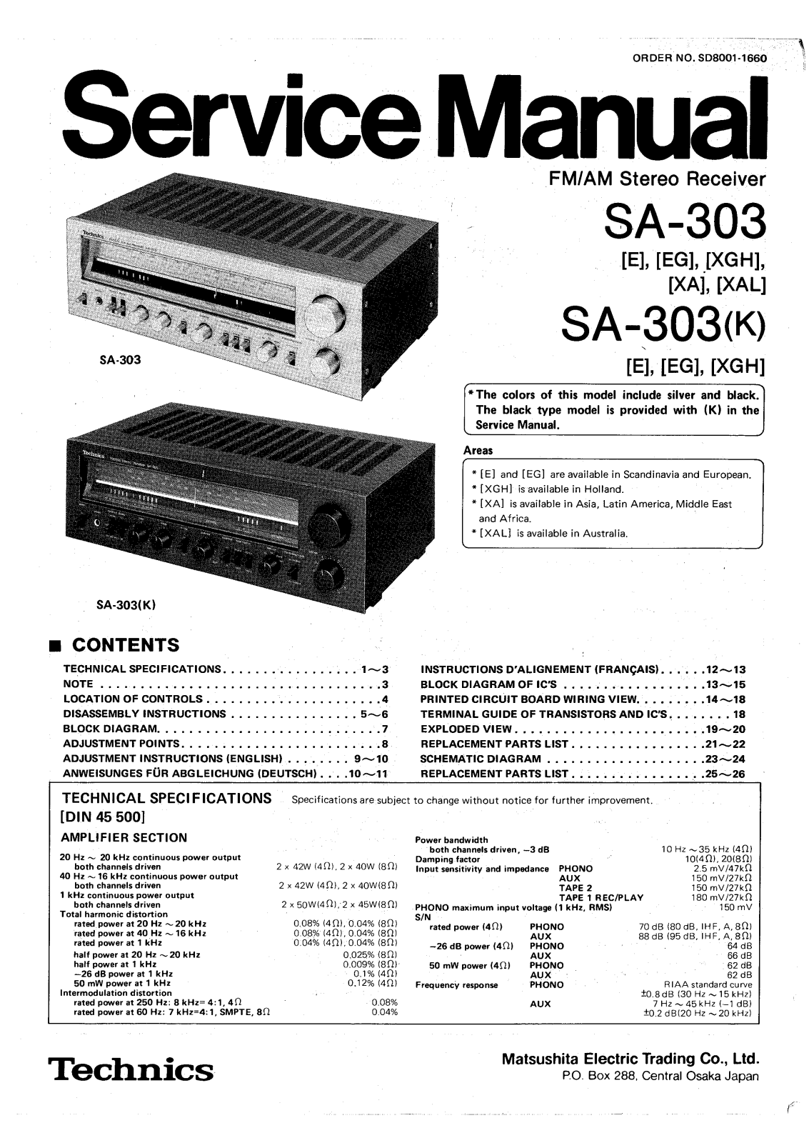 Technics SA-303-K Service manual
