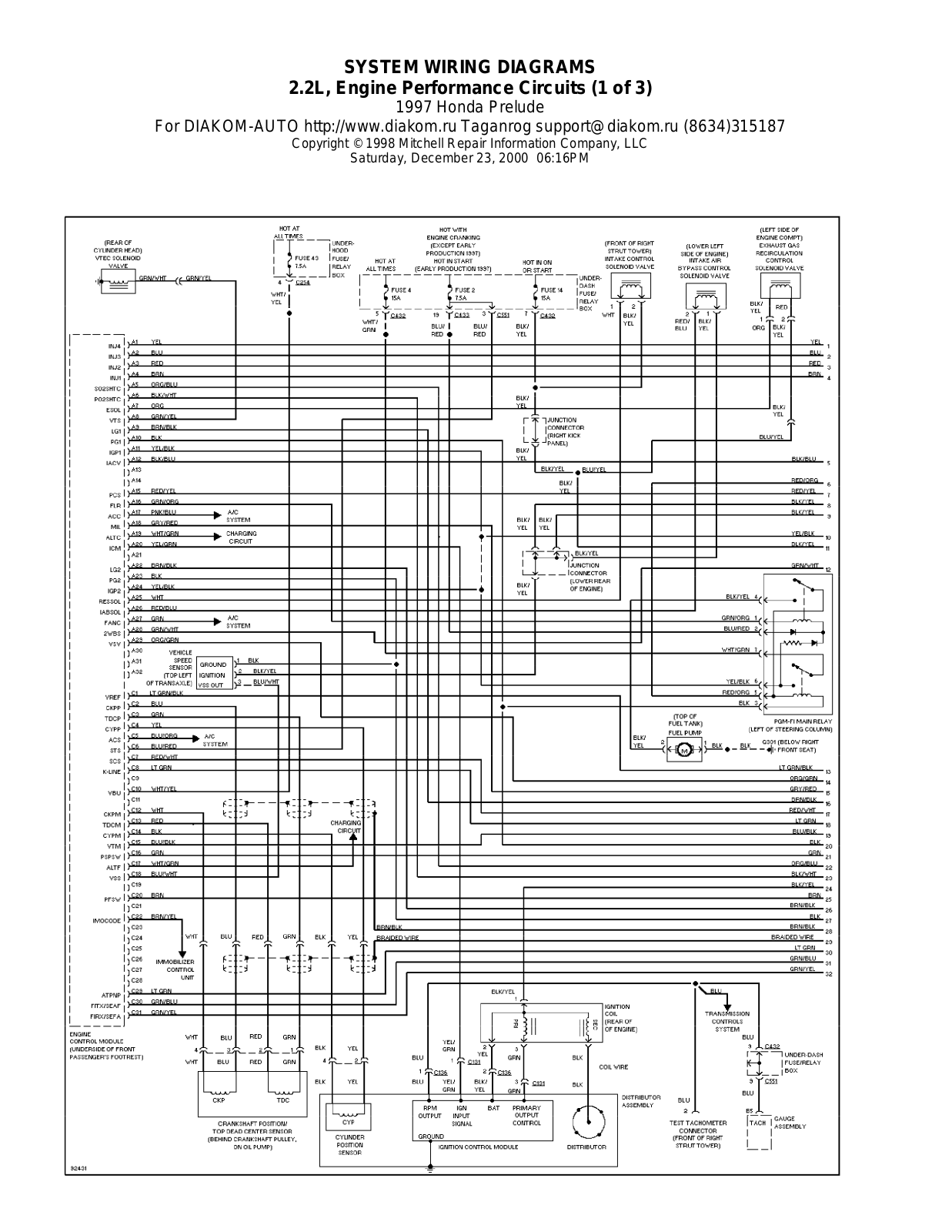 Honda Prelude 1997-1999 Wire Diagrams  17474