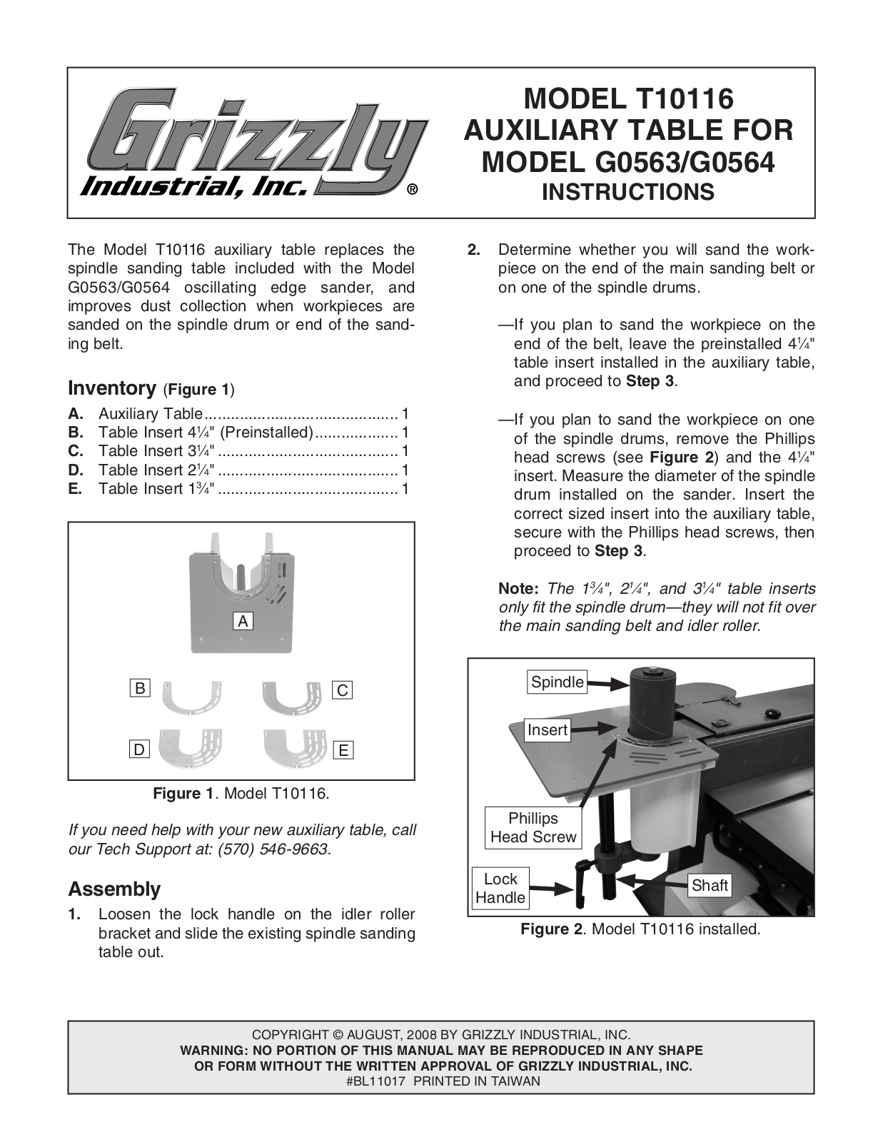 Grizzly T10116 User guide - ManualMachine.com