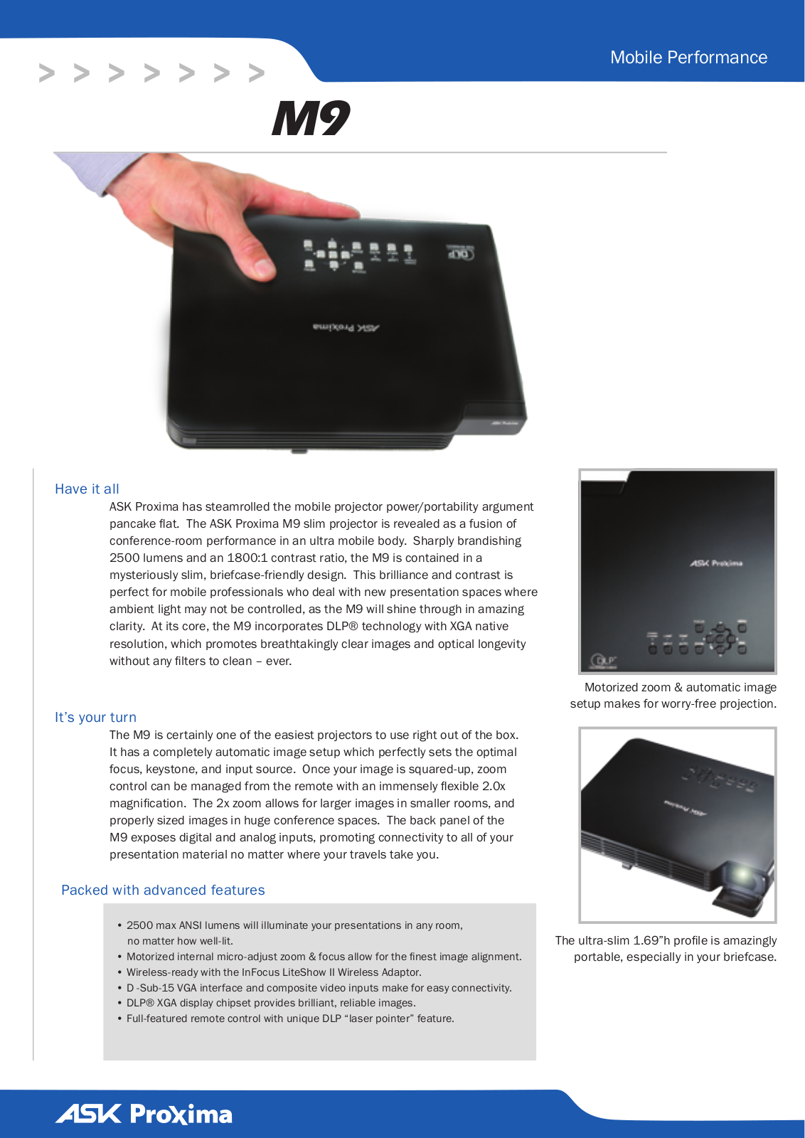 Proxima M9 Product Sheet