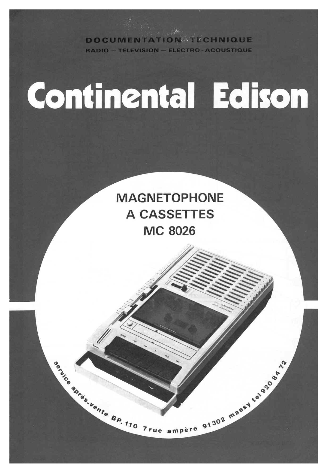 Continental Edison MC-8026 Service Manual