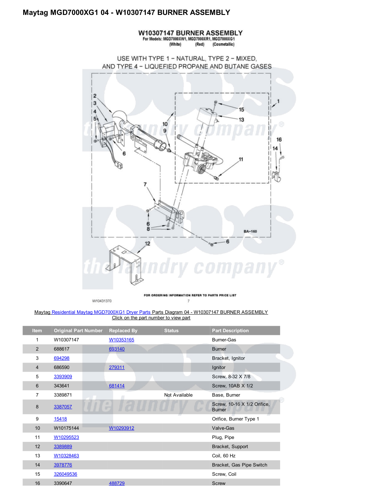 Maytag MGD7000XG1 Parts Diagram