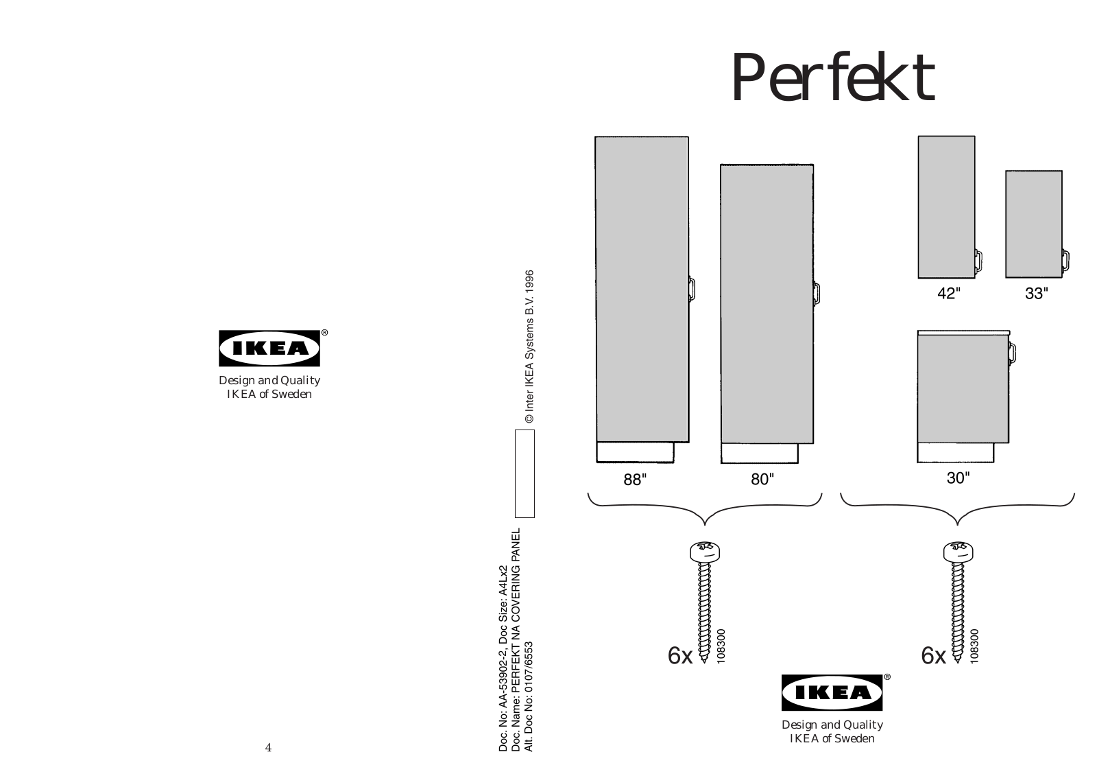 IKEA RUBRIK COVER PANEL-HIGH CABINET, RUBRIK COVER PANEL-WALL CABINET, RUBRIK COVER PANEL-BASE CABINET 30, PERFEKT LILJE COVER PANEL-BASE CABINET 30, PERFEKT LILJE COVER PANEL-HIGH CABINET Assembly Instruction