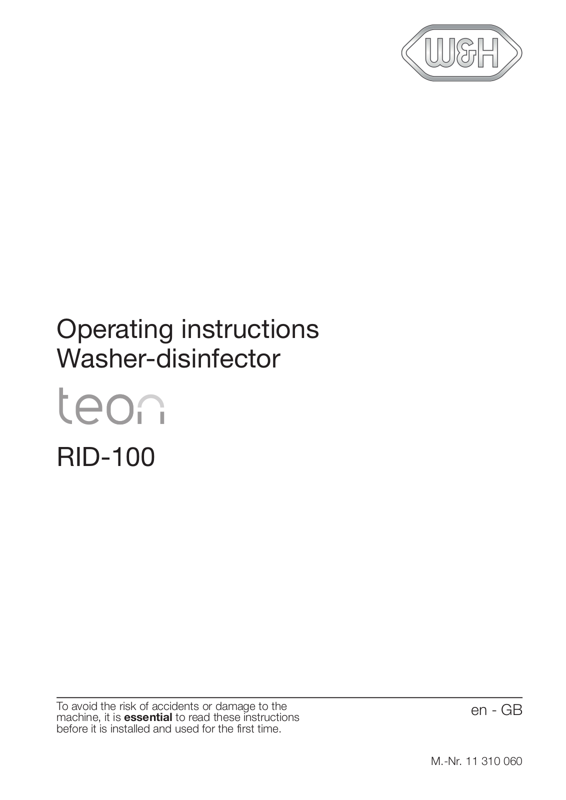 W&H teon RID-100 Operating Instructions Manual