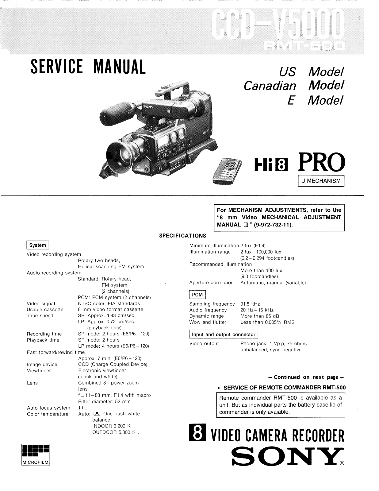 SONY CCD-F555E Diagram