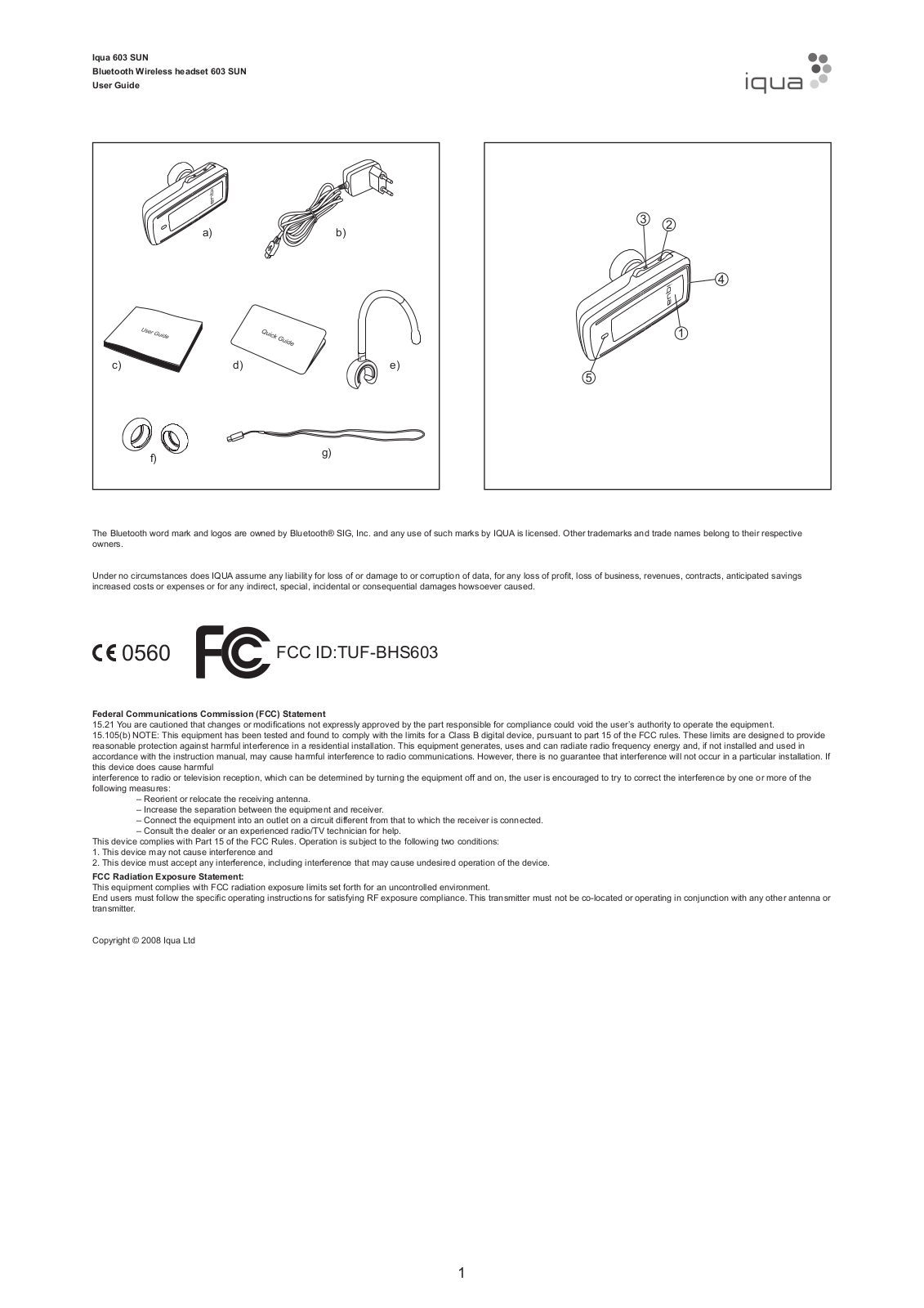 IQUA BHS-603 User Manual