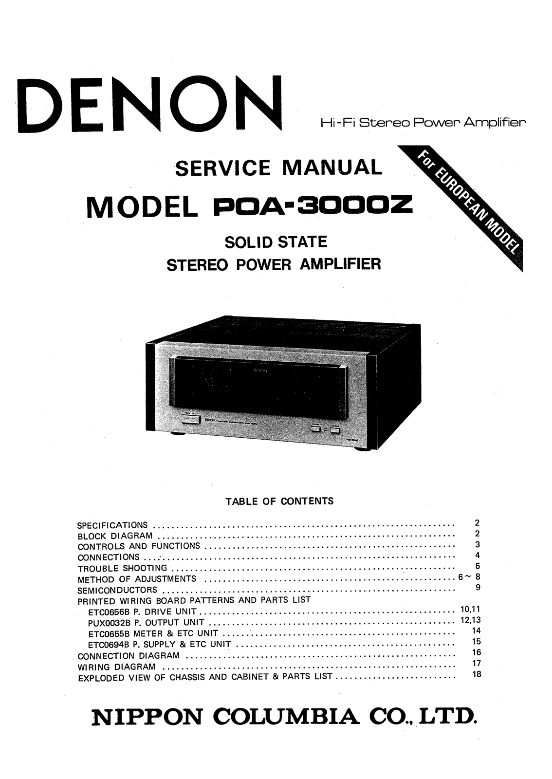 Denon POA-3000Z Service Manual