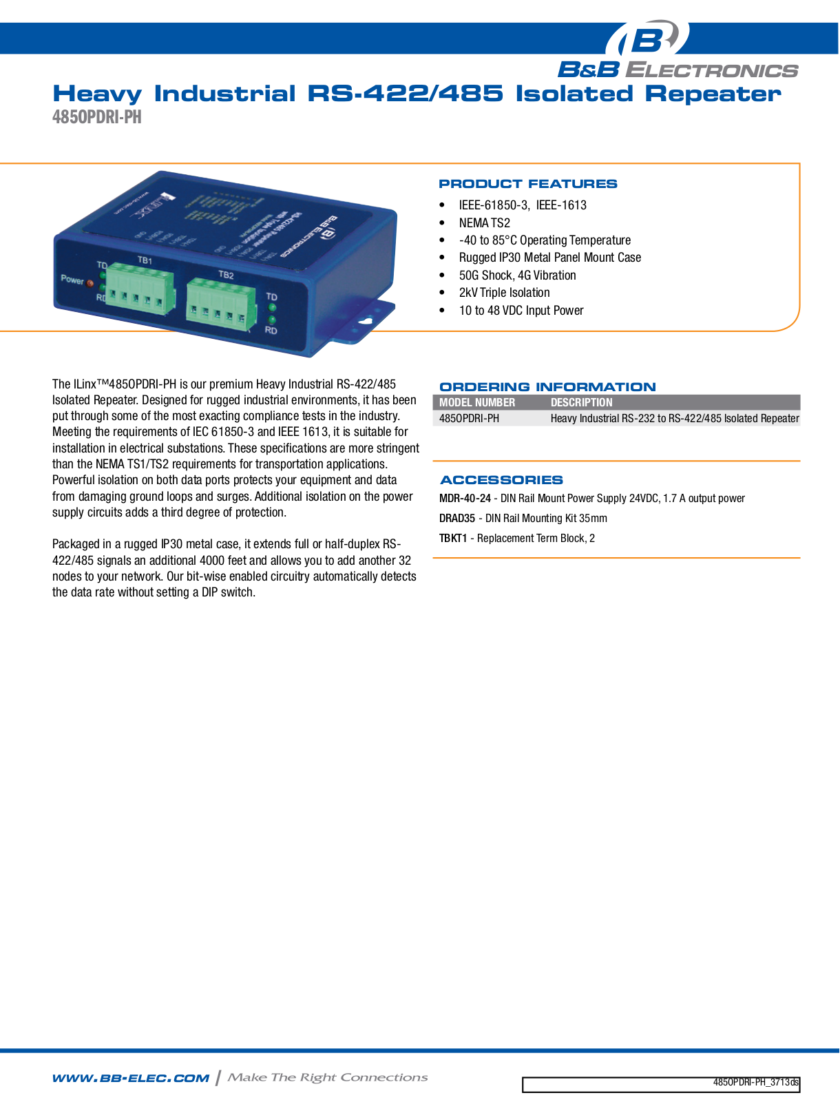 B&B Electronics 485OPDRI-PH Datasheet