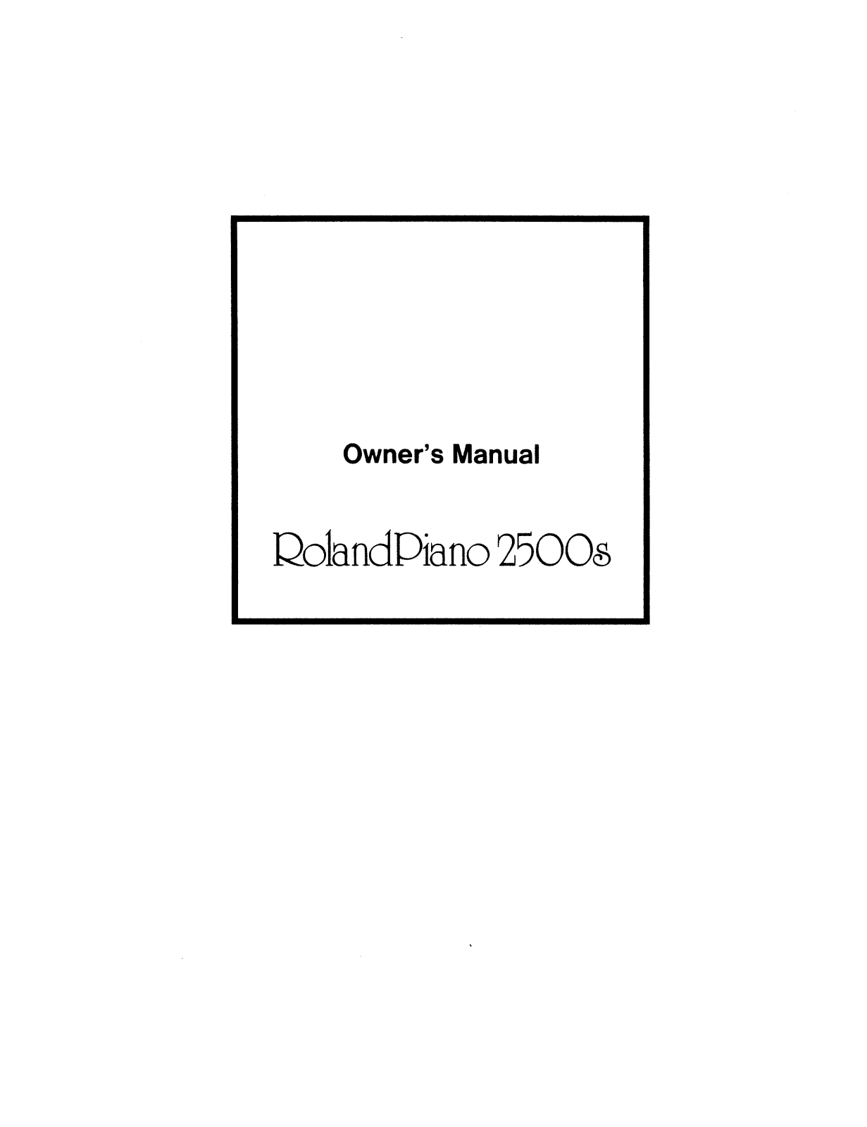 Roland HP 2500S Service Manual
