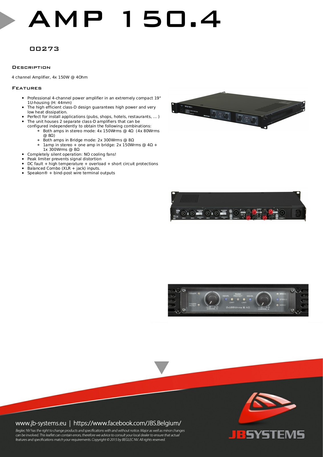 JB Systems AMP 150.4 User Manual