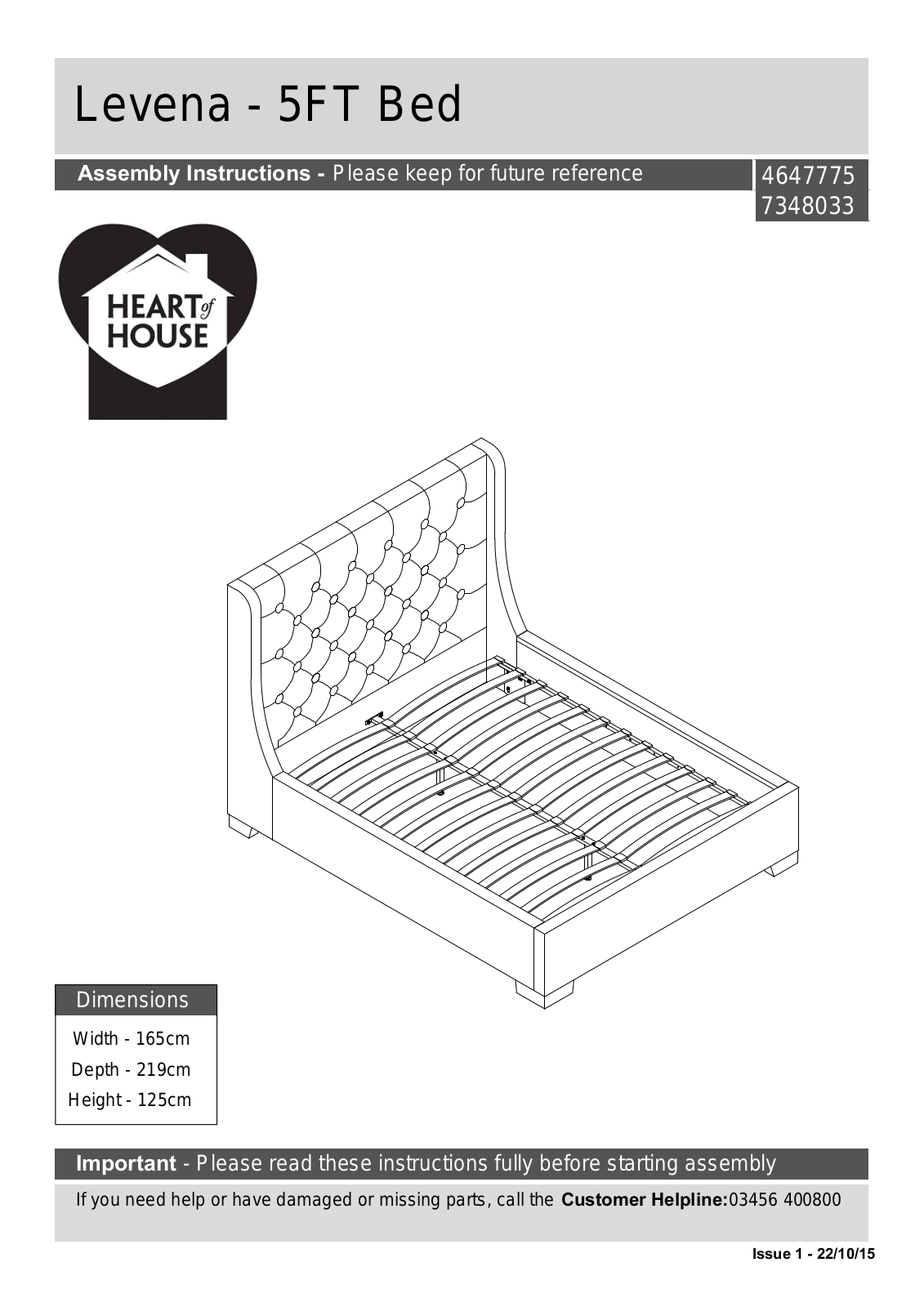 Argos 4647775 ASSEMBLY INSTRUCTIONS