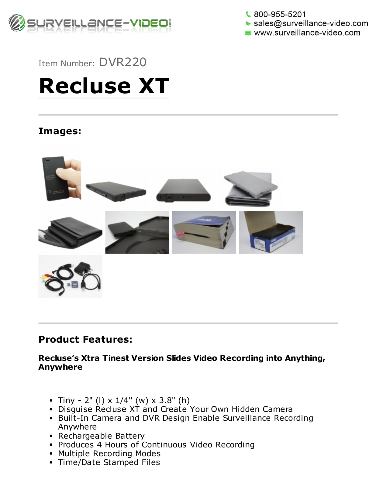 KJB DVR220 Specsheet - ManualMachine.com