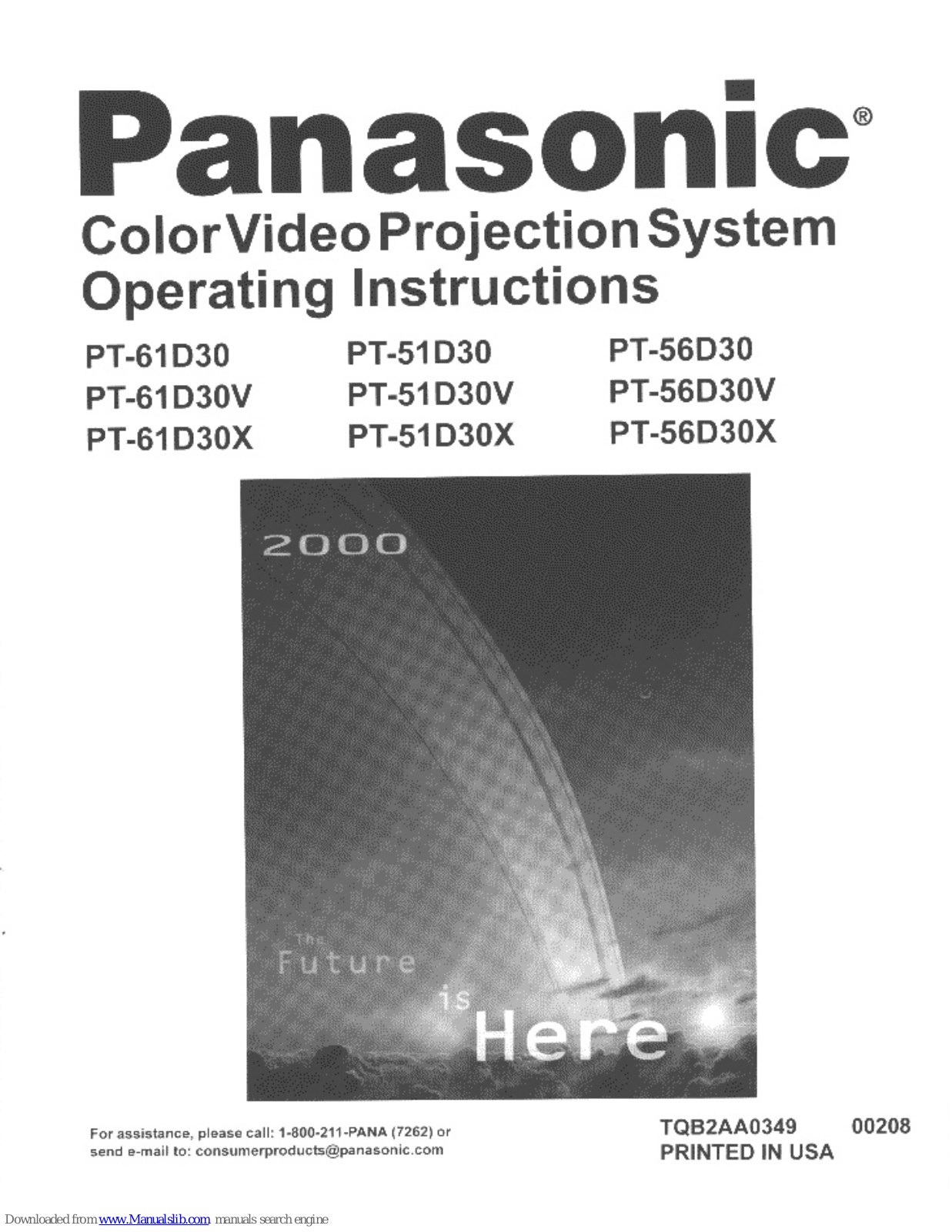 Panasonic PT-61D30, PT-51D30, PT-51D30V, PT-51D30X, PT-56D30 Operating Instructions Manual