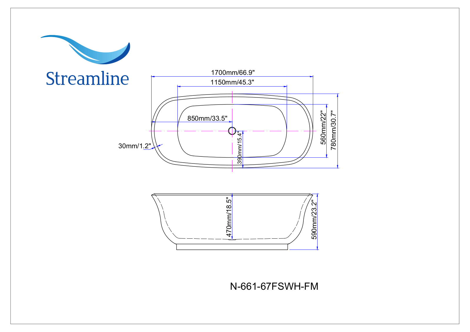 Streamline Bath SLBH1989 Dimensions - ManualMachine.com