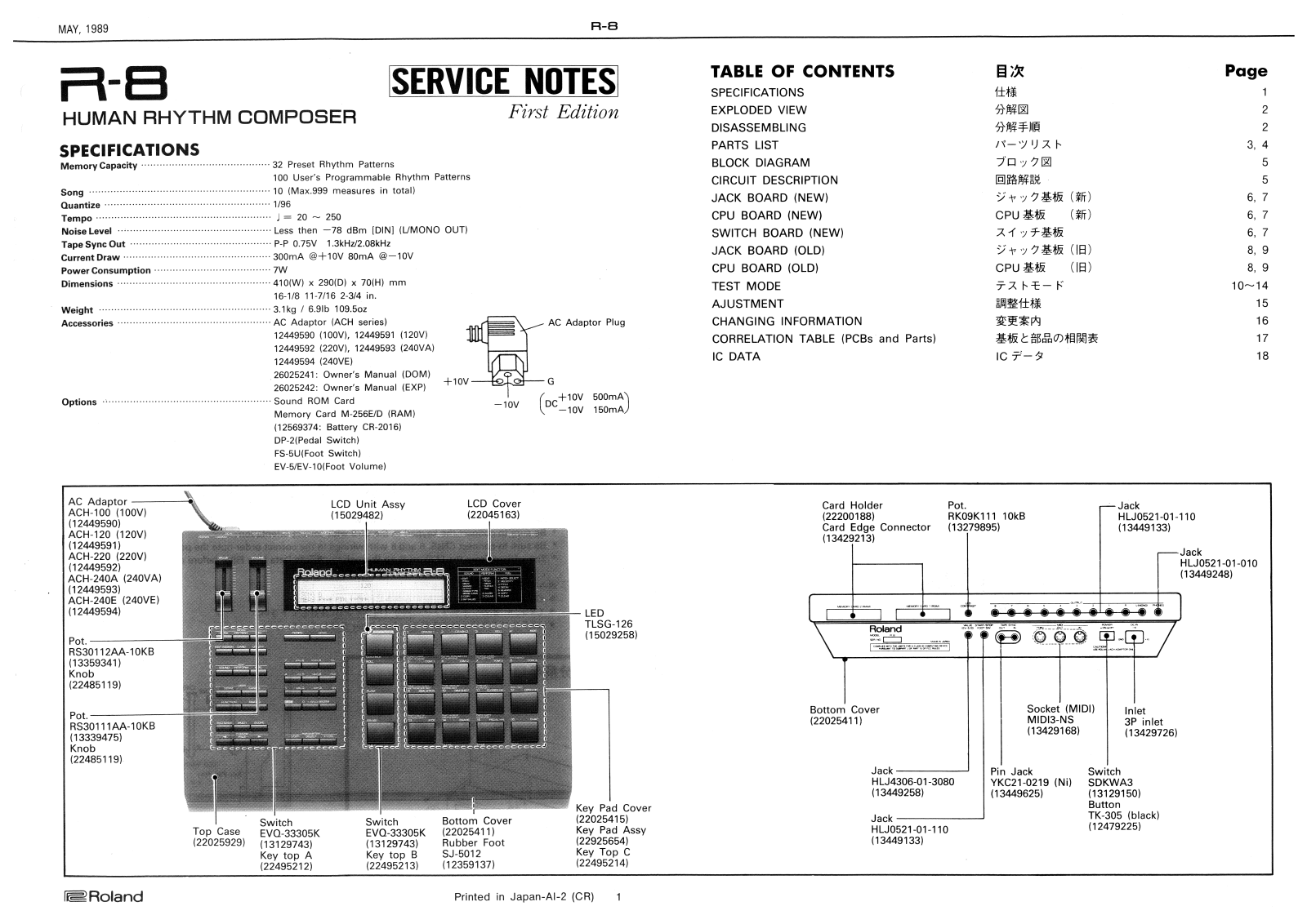 Roland R-8 Service Manual