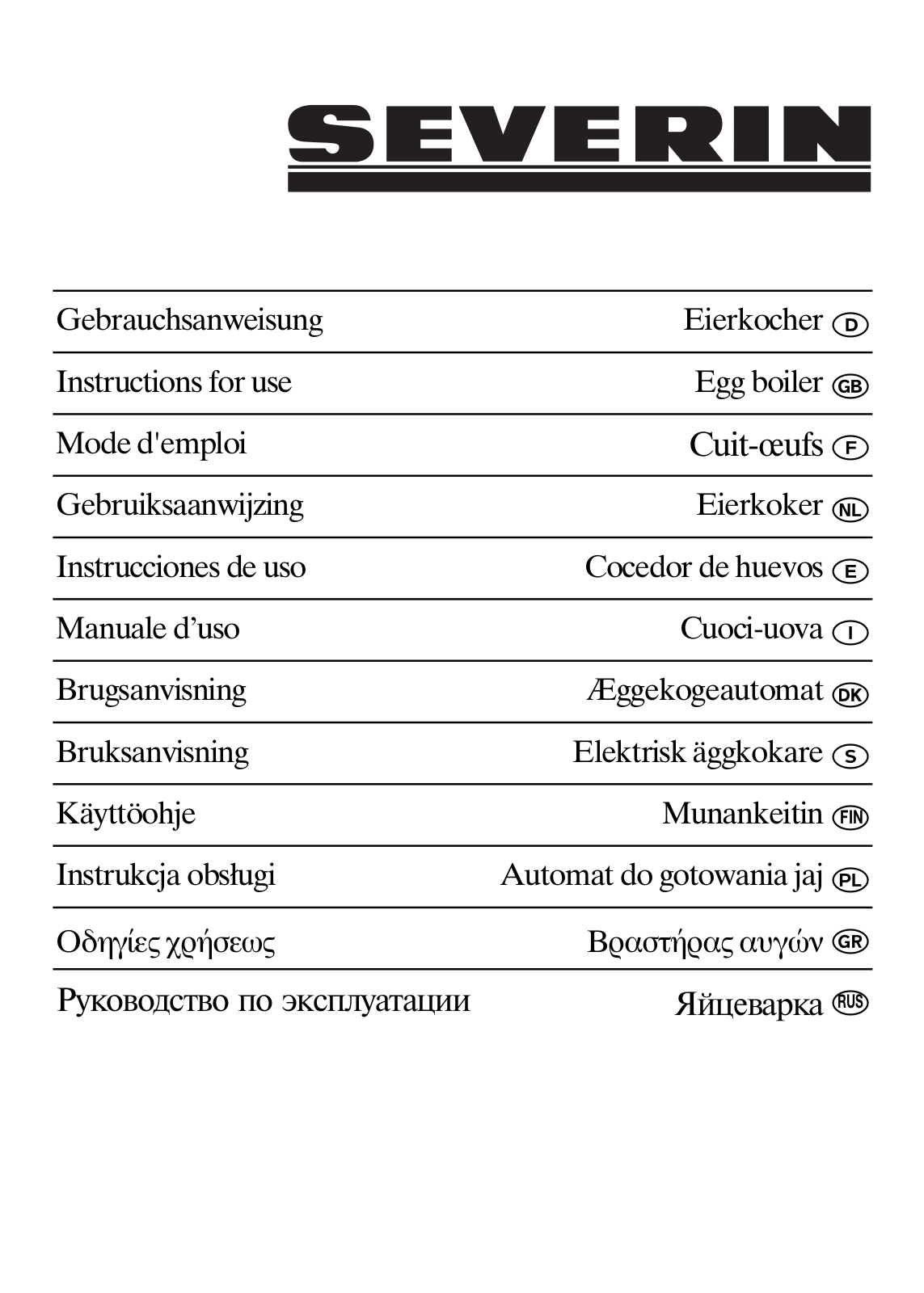 Severin EK 3156, EK 3052, EK 3050 User Manual