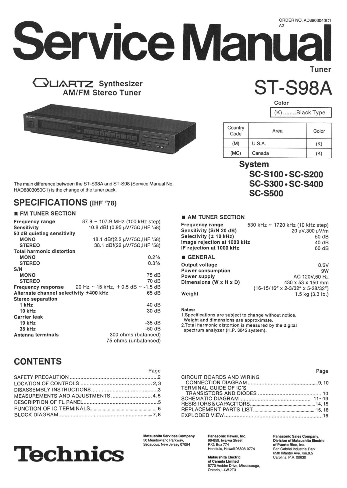 Technics ST-S-98-A Service Manual