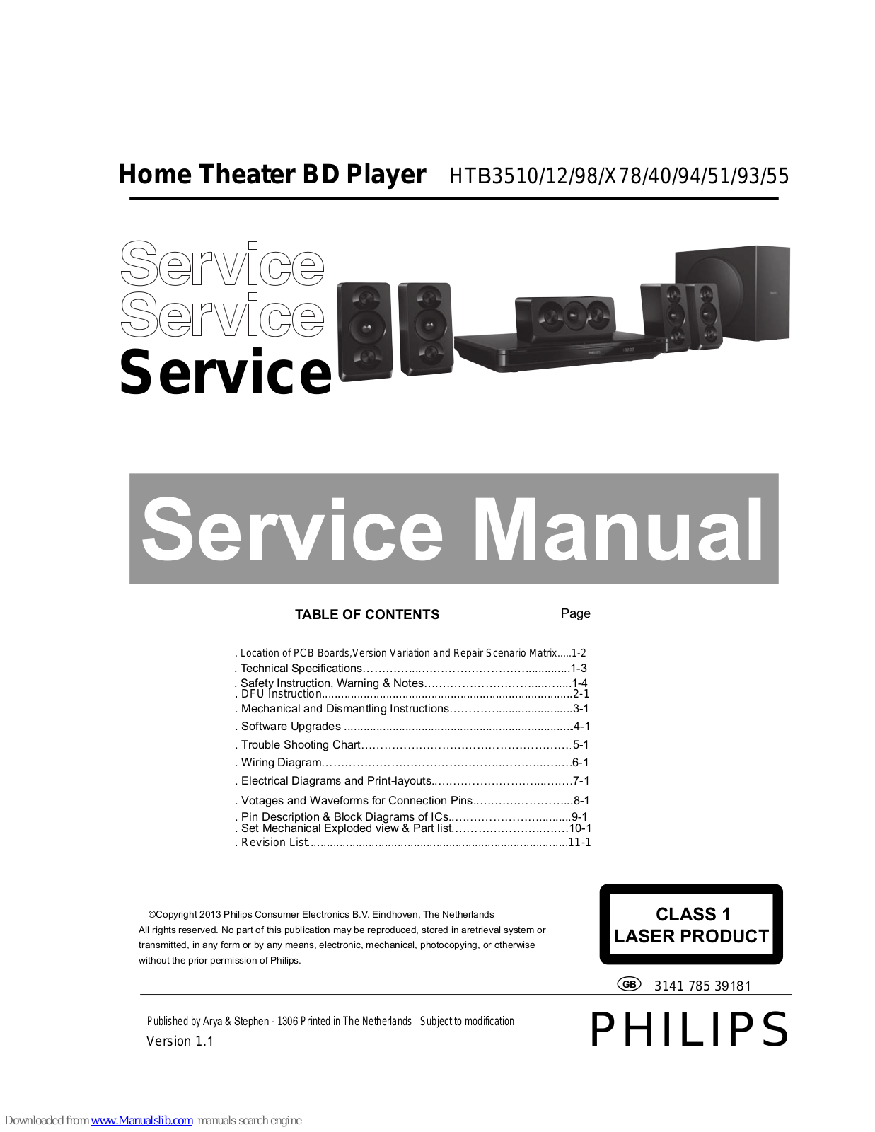 Philips HTB3510, HTB3512, HTB3540, HTB3594, HTB3551 Service Manual