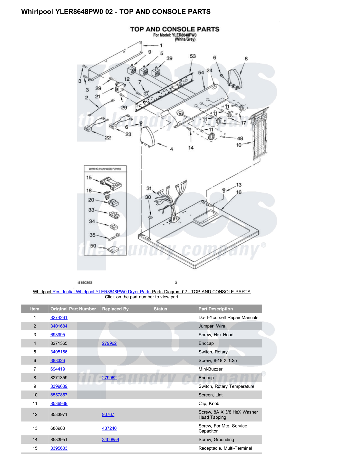 Whirlpool YLER8648PW0 Parts Diagram