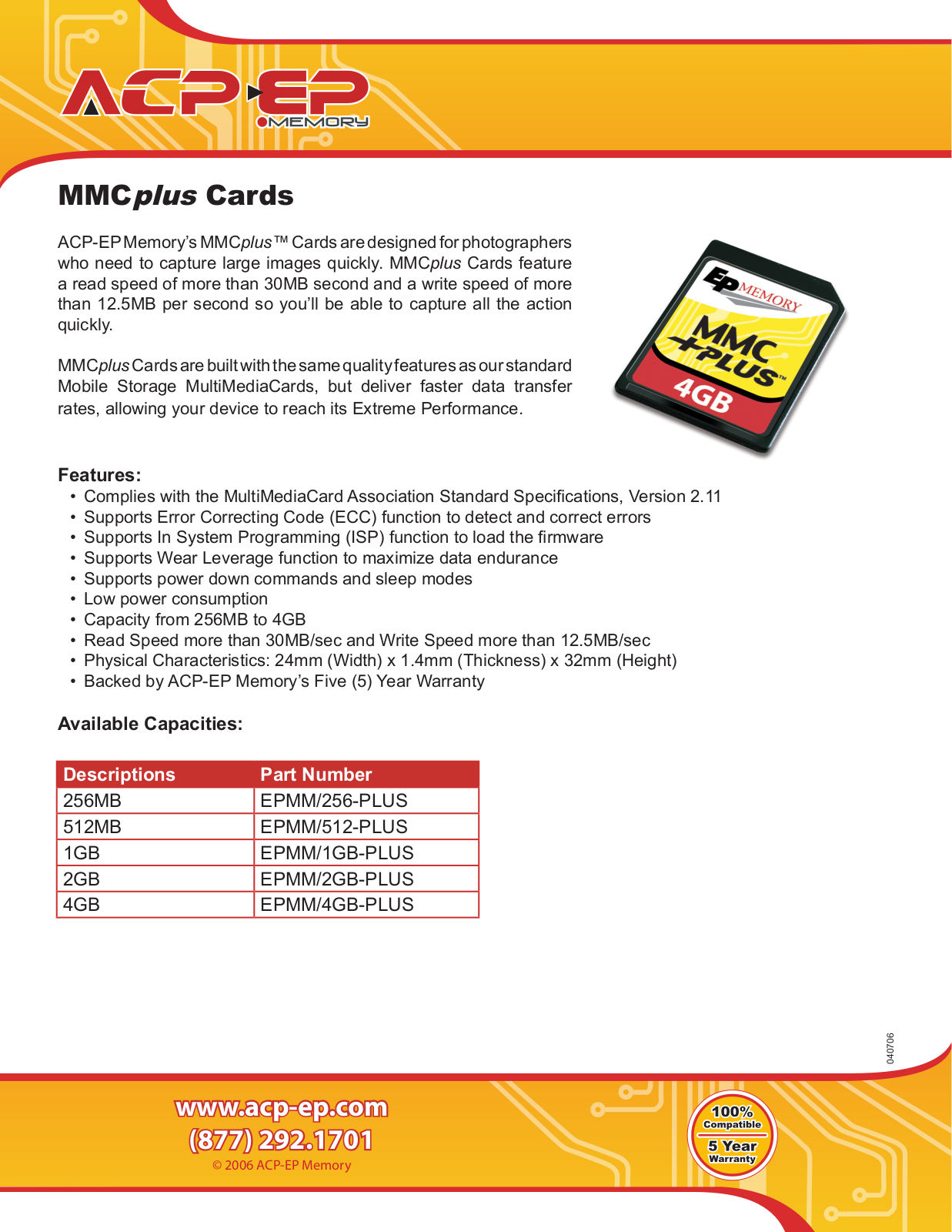 ACP-EP Memory EPMM-512-PLUS, EPMM-2GB-PLUS, EPMM-256-PLUS, EPMM-4GB-PLUS User Manual