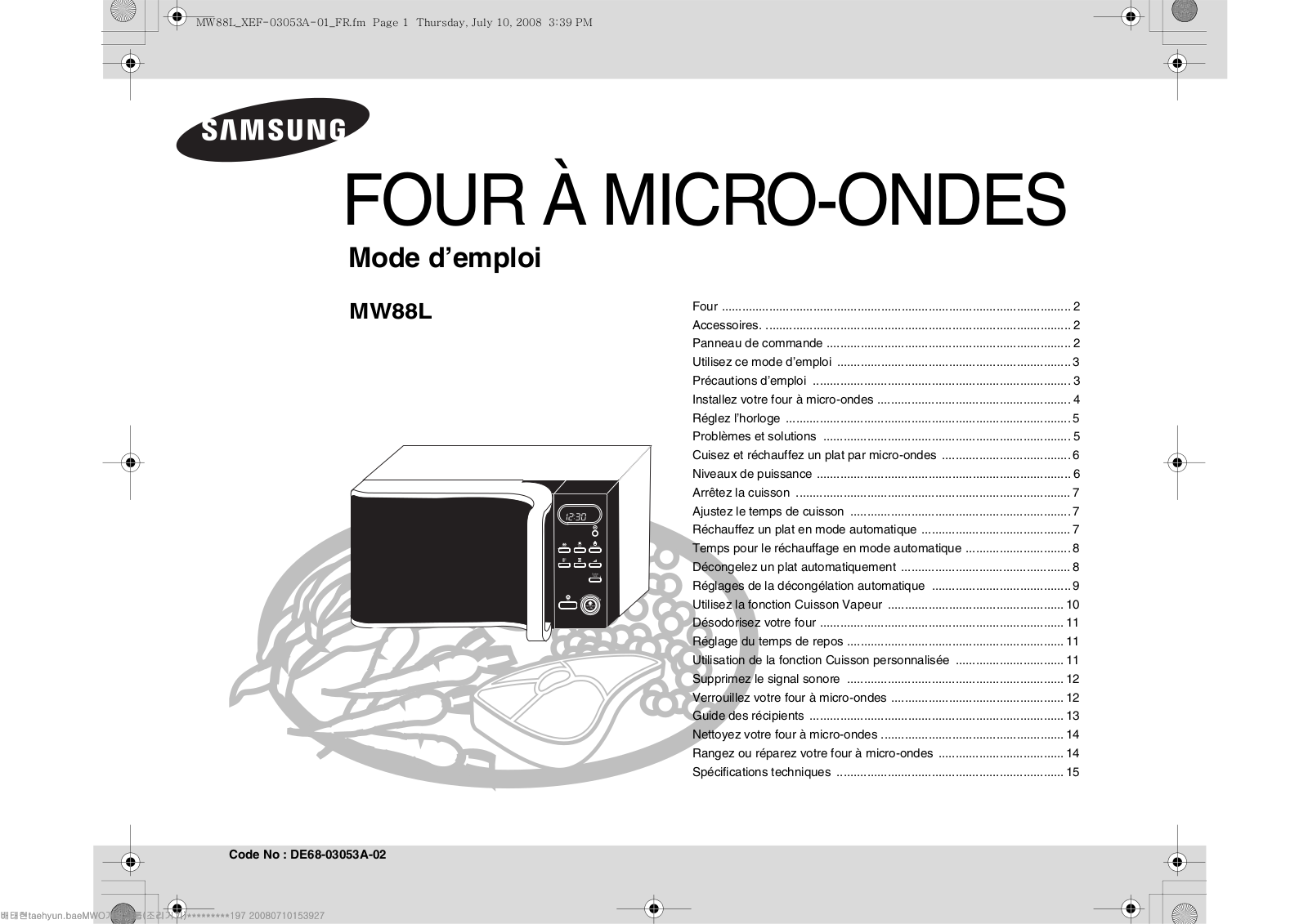 SAMSUNG MW88 User Manual