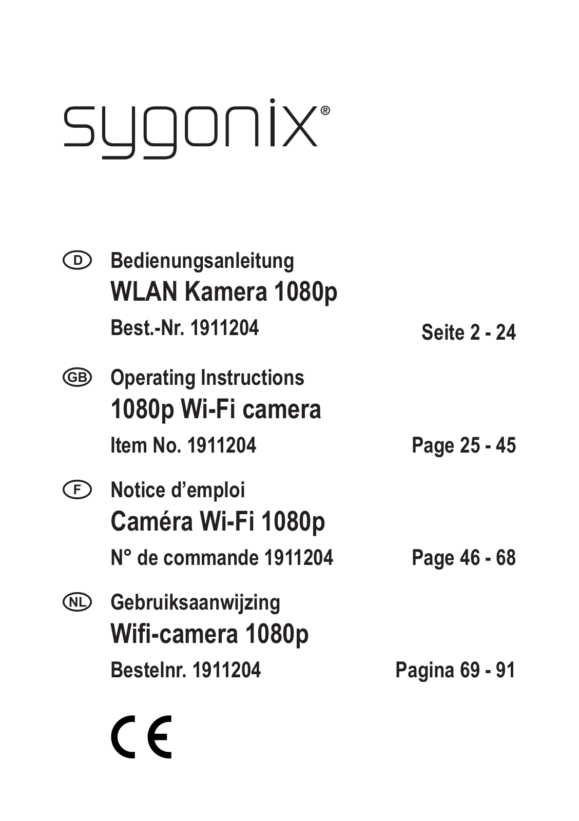 Sygonix 1911204, 1911205 Operating instructions