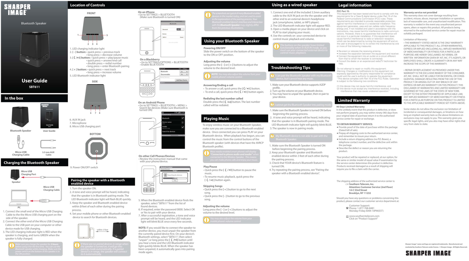 Sharper image SBT611 User Manual