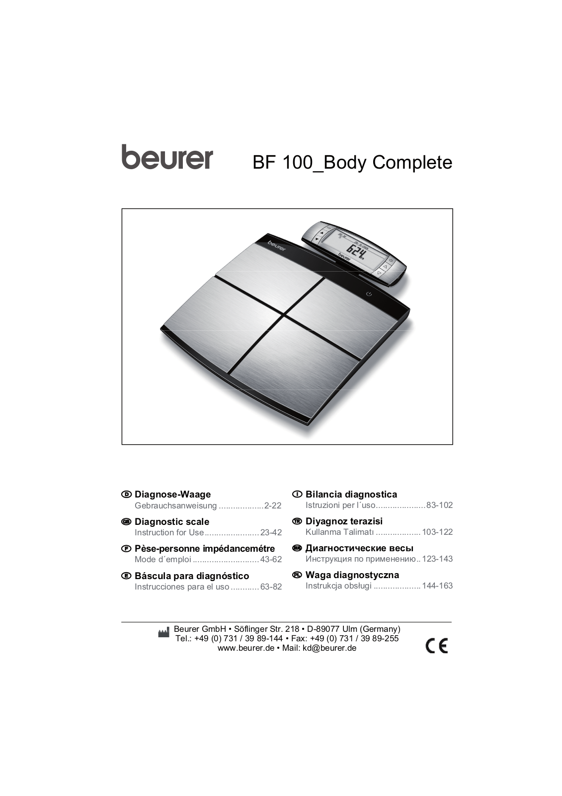 Beurer BF 100_Body Complete User guide