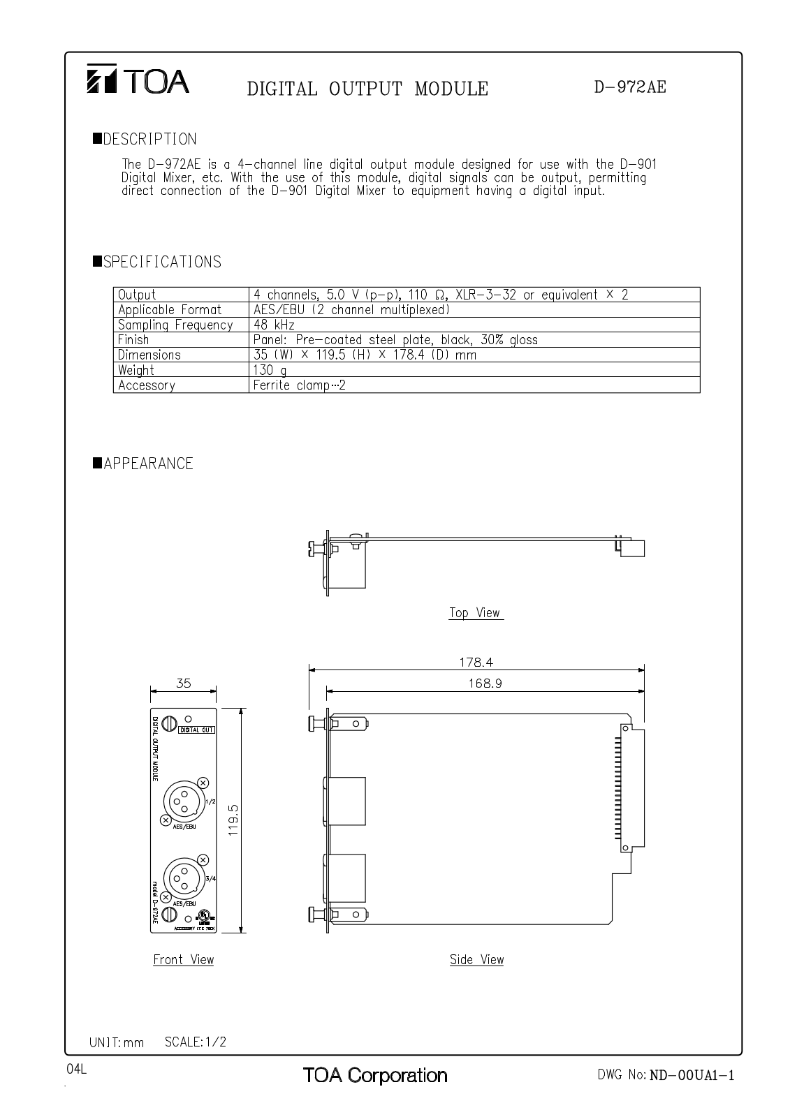 TOA D-972AE User Manual