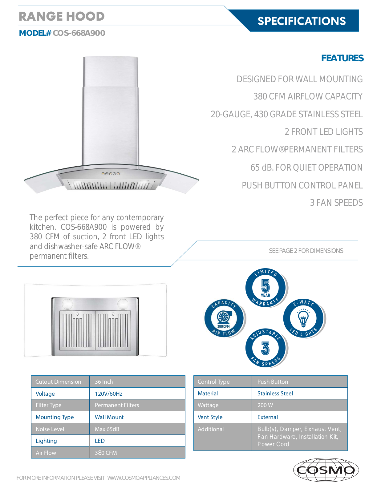 Cosmo COS668A900 Specifications - ManualMachine.com