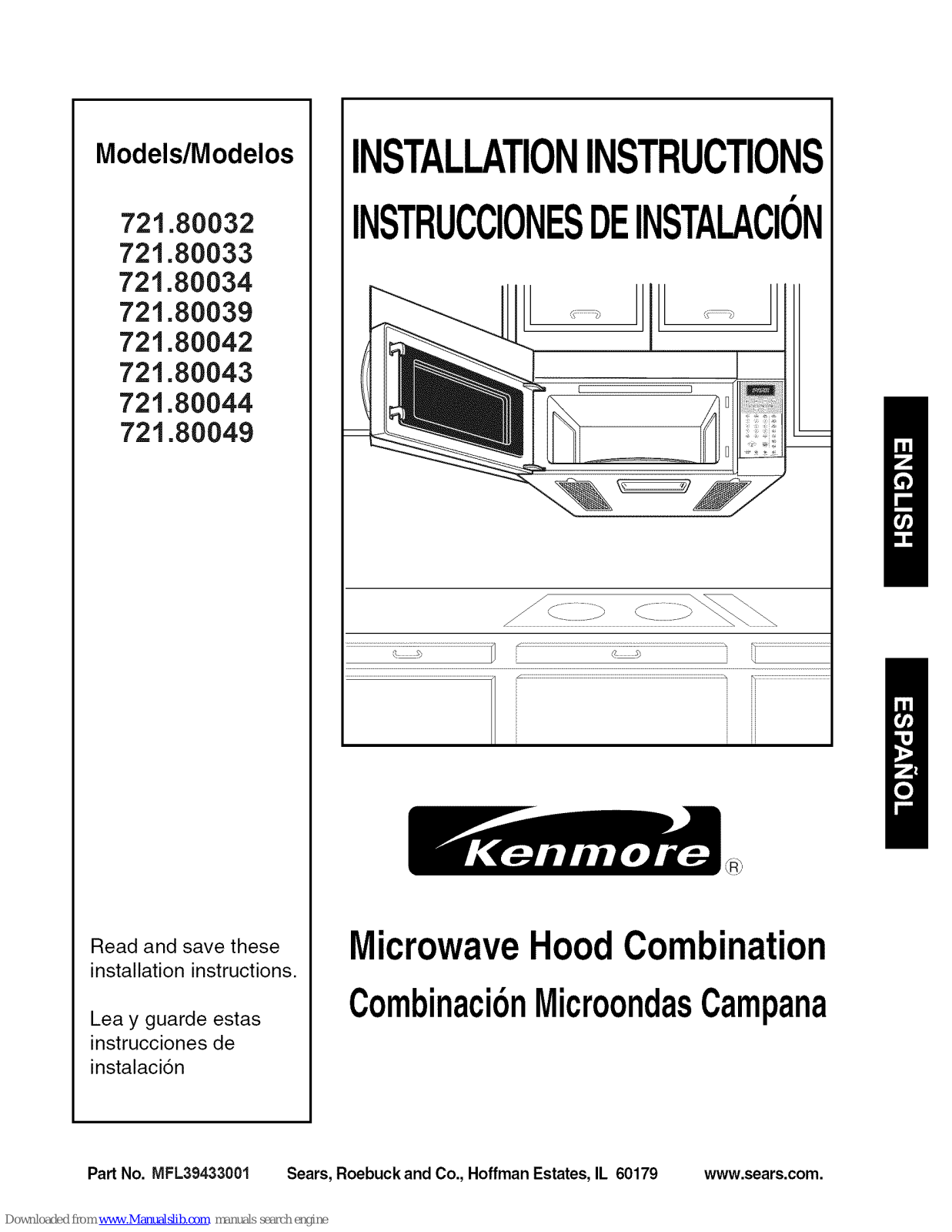 Kenmore 721.80032, 721.80043, 721.80044, 721.80033, 721.80049 Installation Instructions Manual - ManualMachine.com