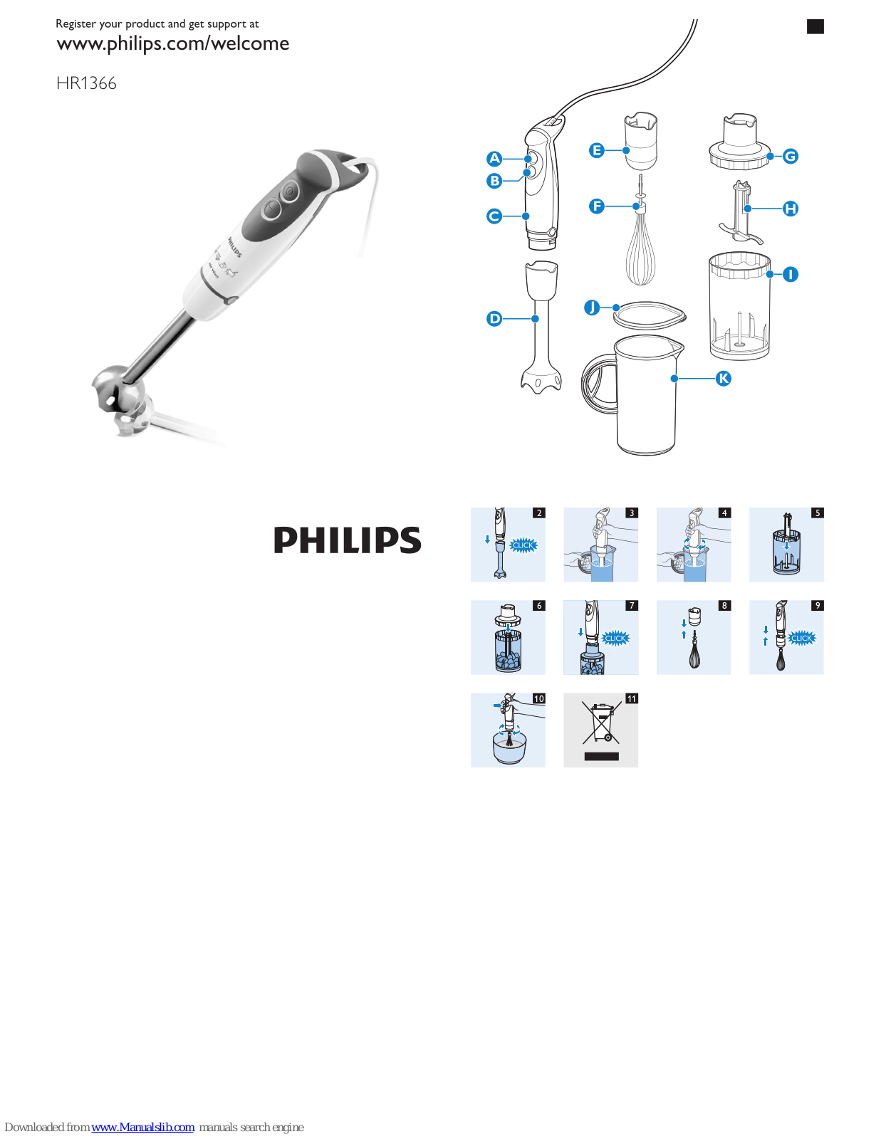 Philips HR1366/00, HR1366/95, HR1366/03, HR1366/53, HR1366/30 User Manual