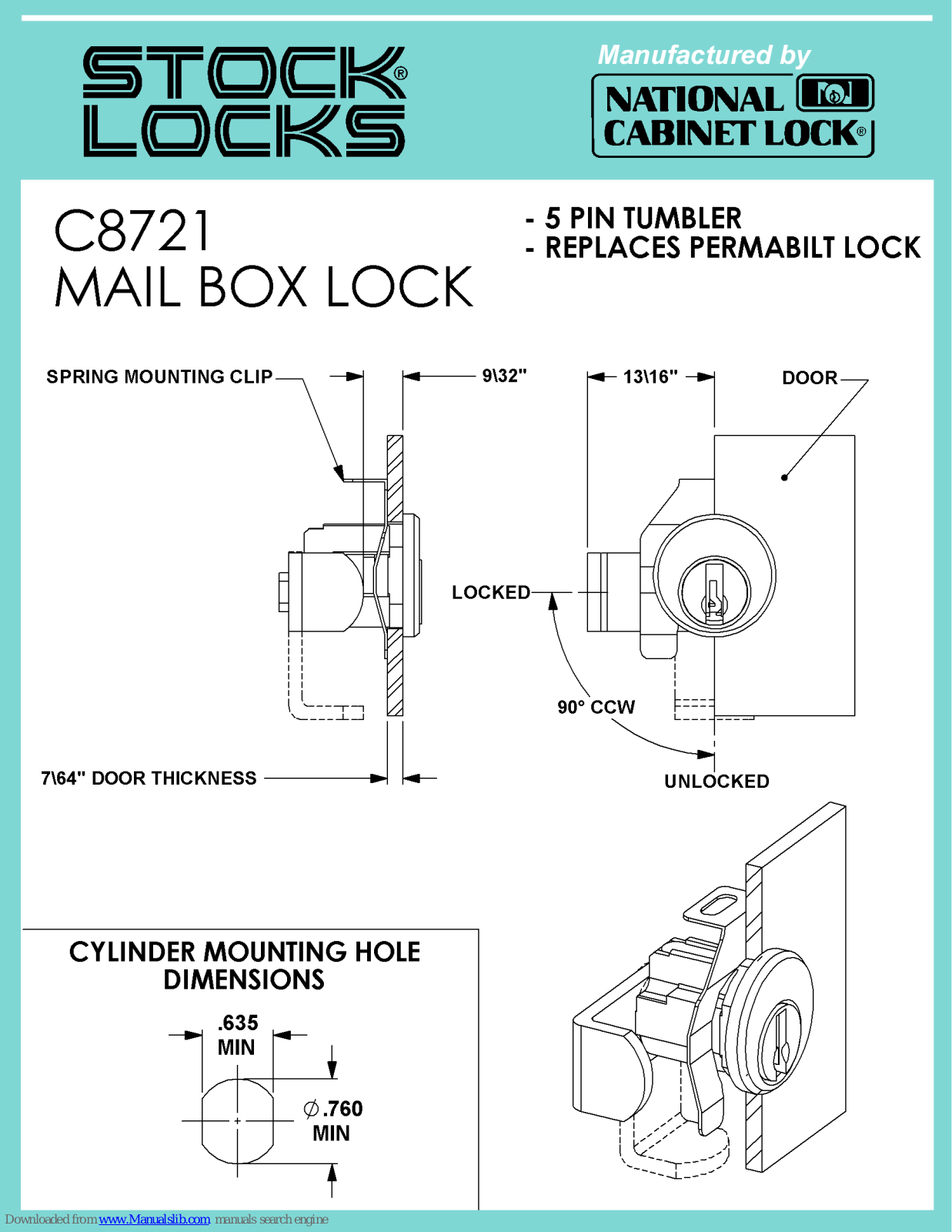 Stock Loks C8721 Instruction Sheet - ManualMachine.com