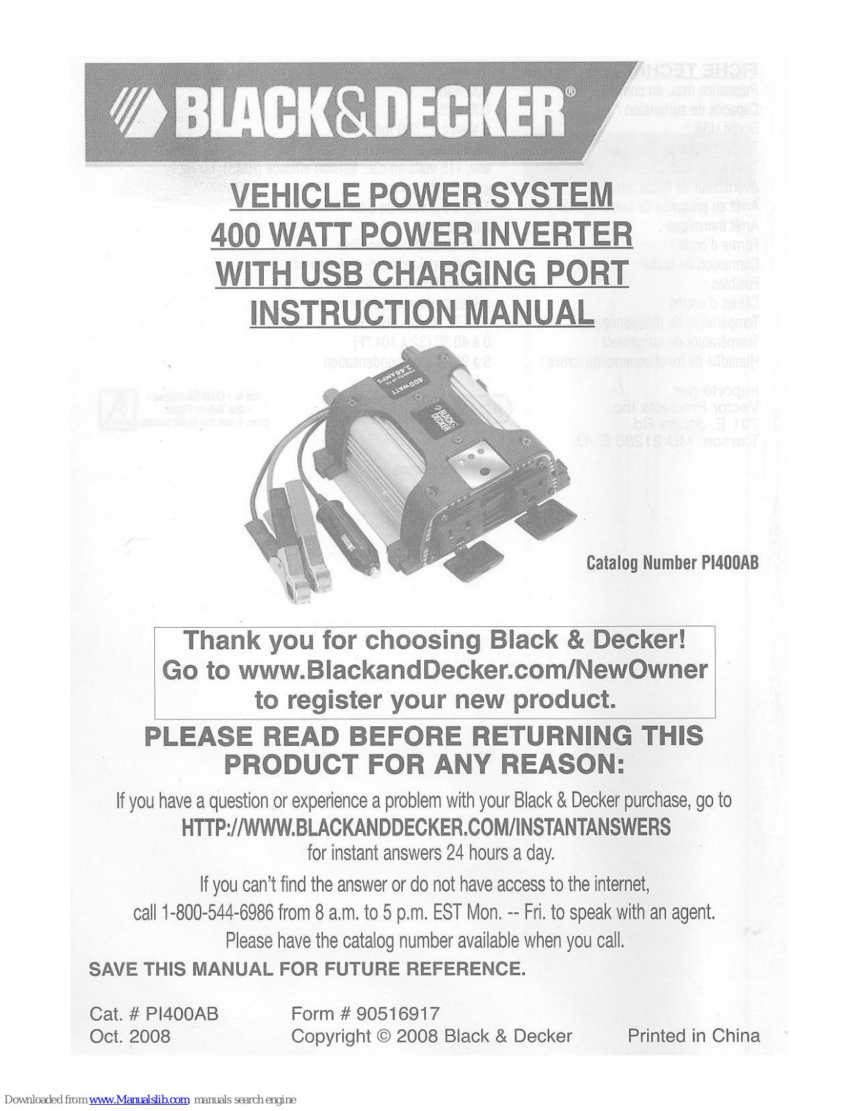 Black & Decker PI400AB Instruction Manual