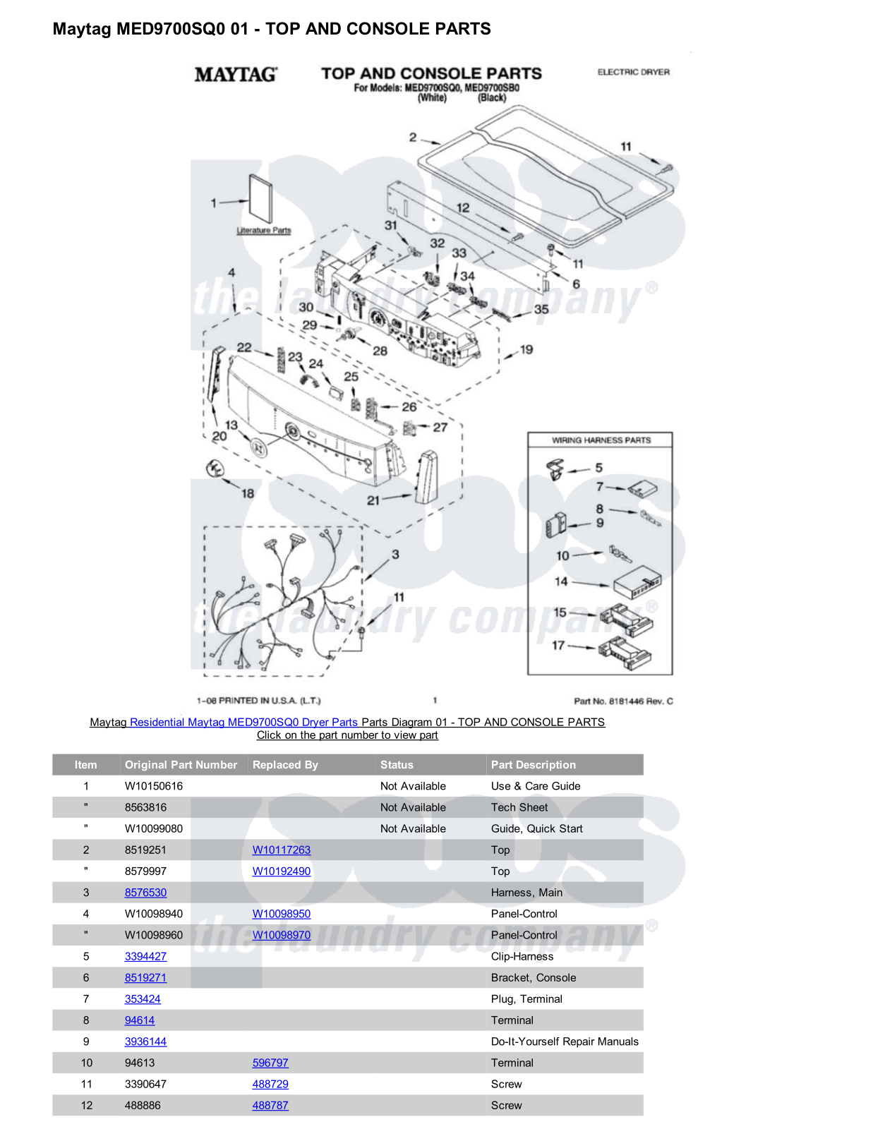 Maytag MED9700SQ0 Parts Diagram