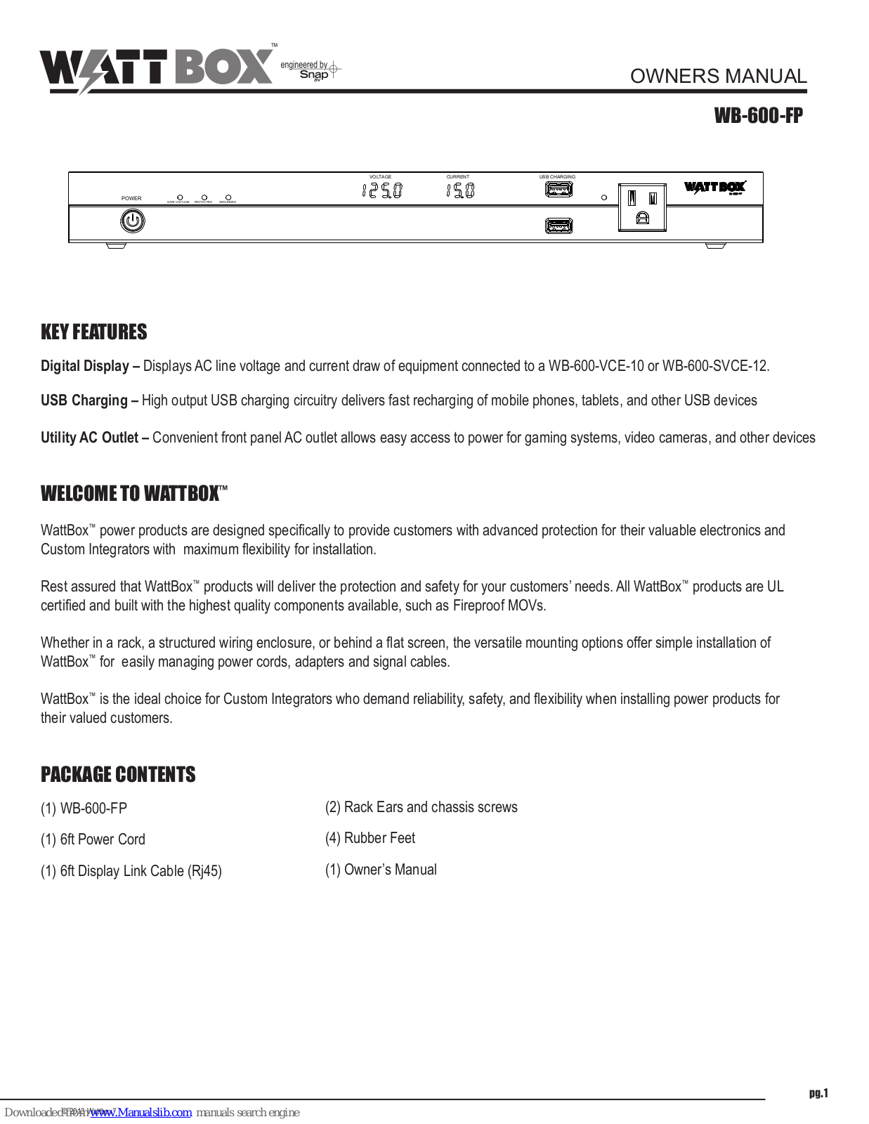 watt box WB-600-FP Owner's Manual