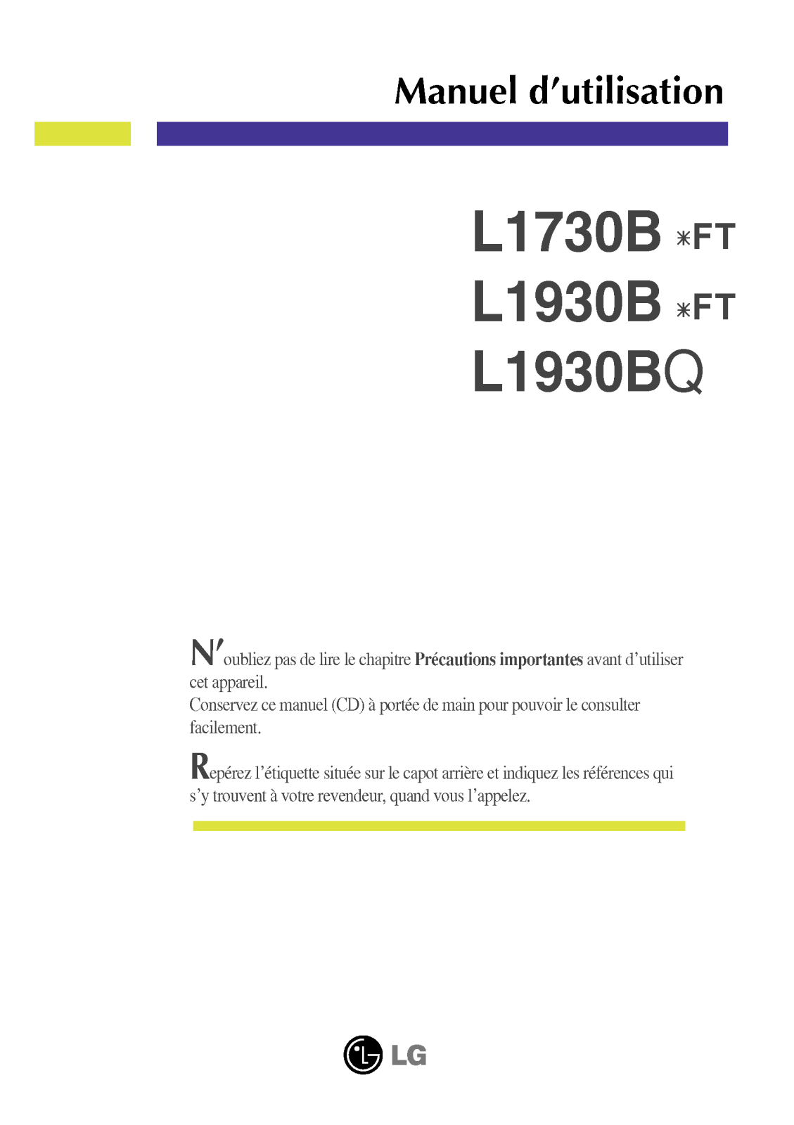 LG L1730BSFT User Manual