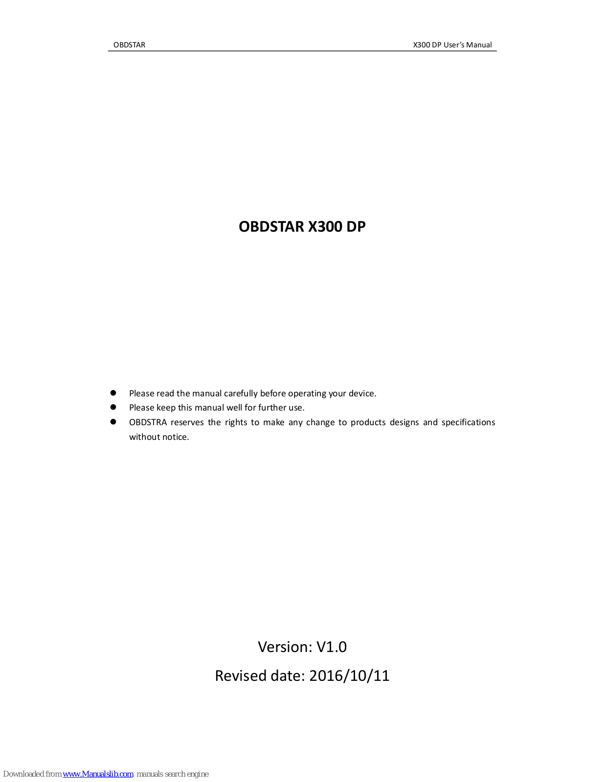 Obdstar X300 DP User Manual