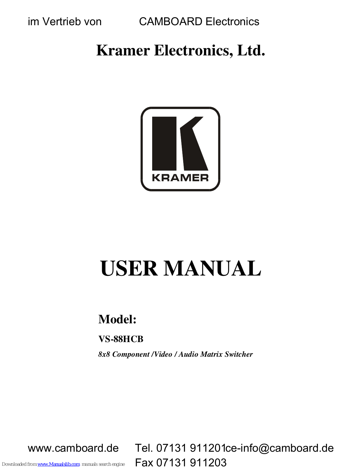 Kramer VS-88HCB User Manual