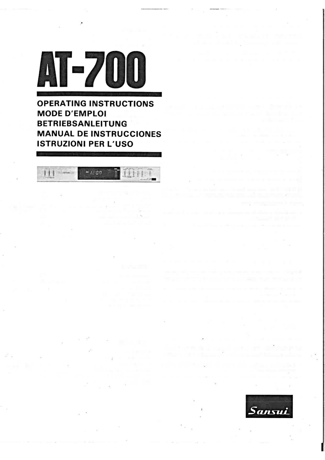 Sansui AT-700 Owners Manual