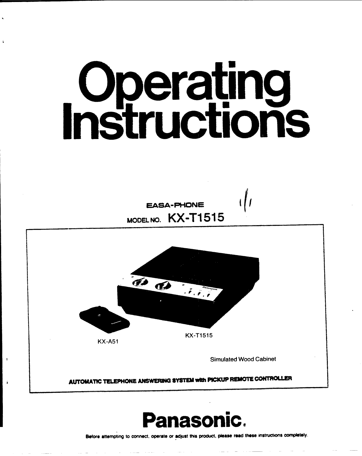 Panasonic kx-t1515 Operation Manual