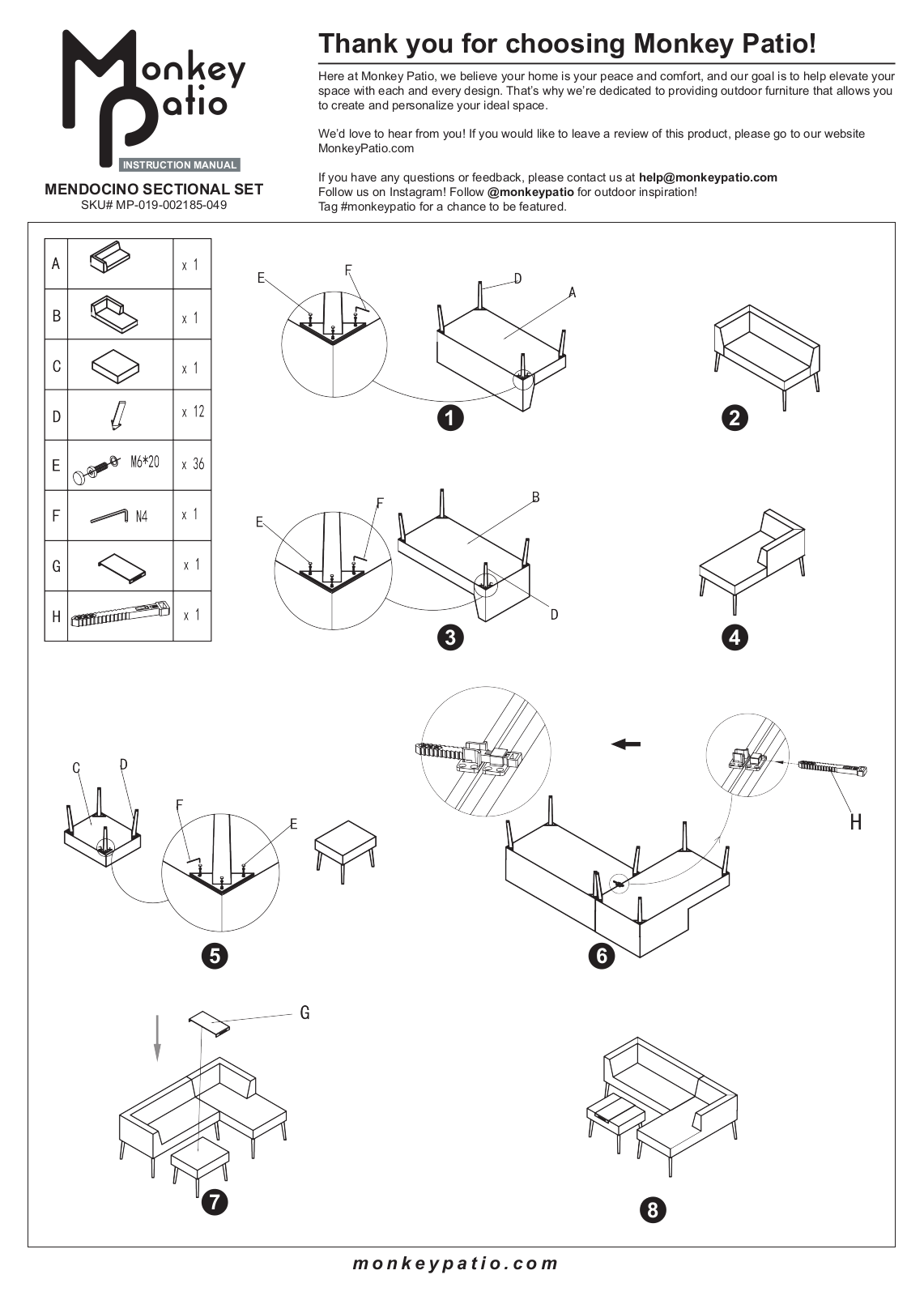 Monkey Patio BNKE1027 Installation & Assembly - ManualMachine.com