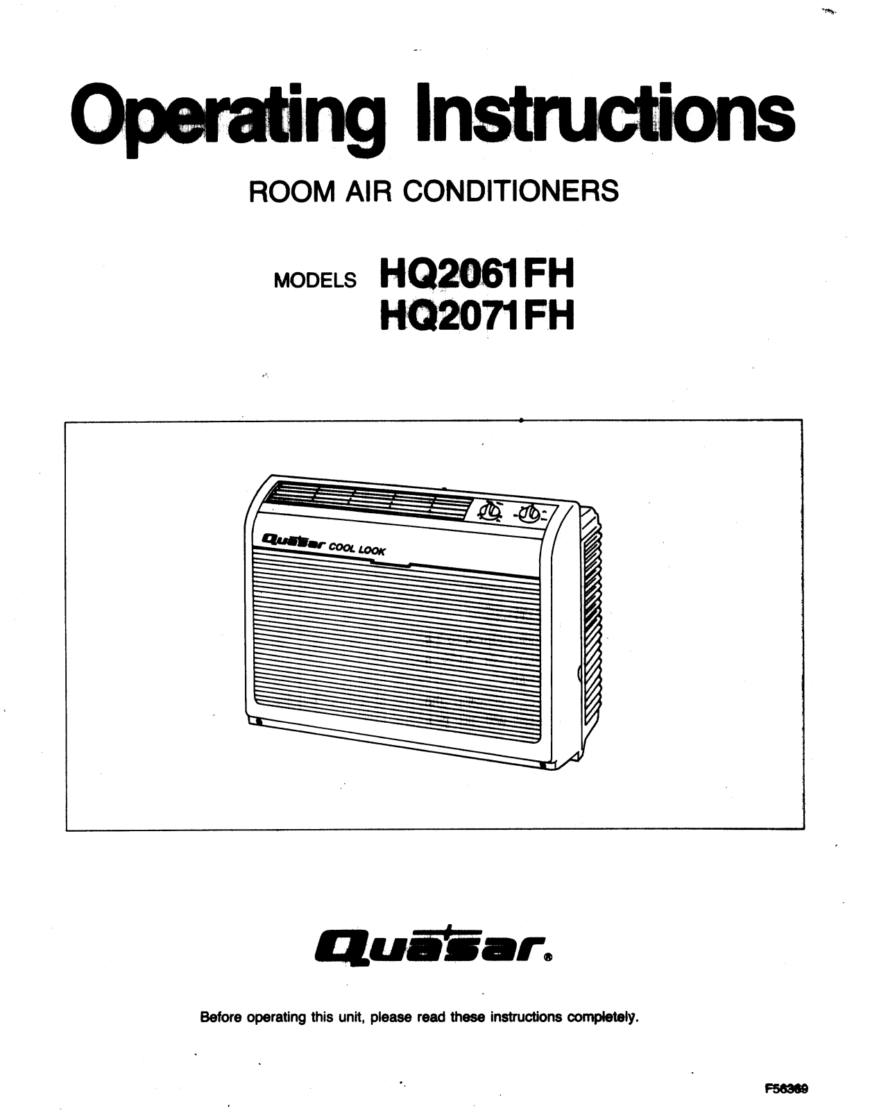 Panasonic hq-2061fh Operation Manual