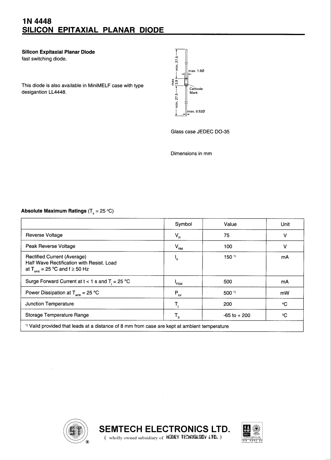 HONEY 1N4448 Datasheet