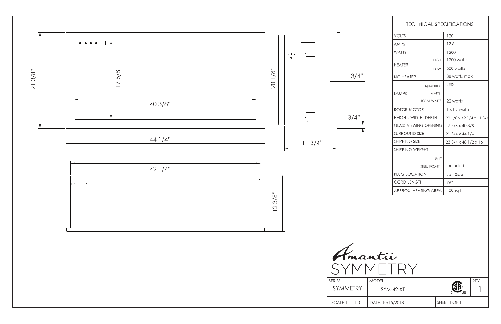 Amantii SYM42XT Specifications