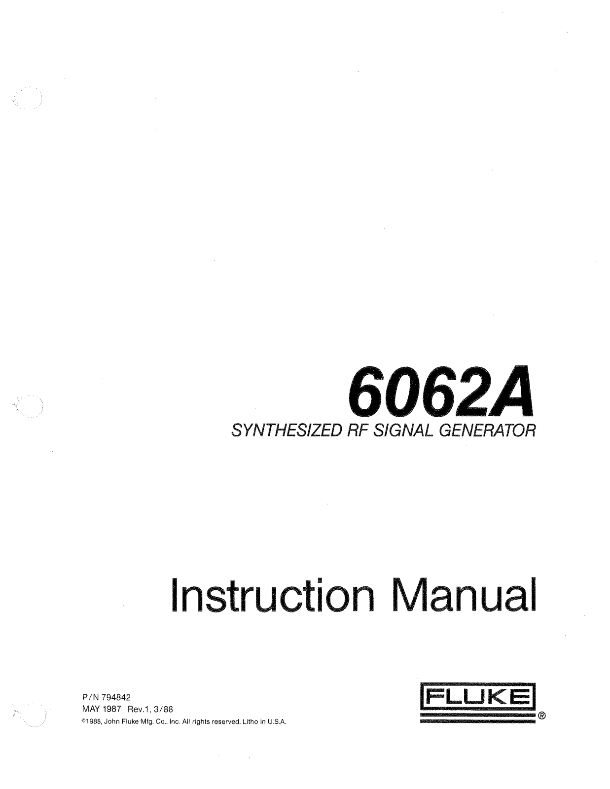 Fluke 6062a User Manual