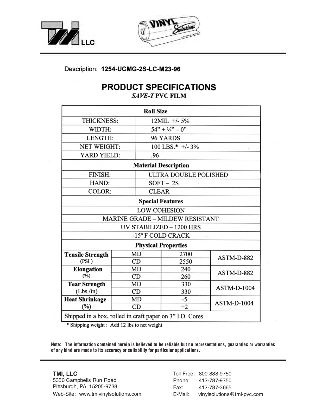 Tmi 1254-UCMG-2S-LC-M23-96 User Manual