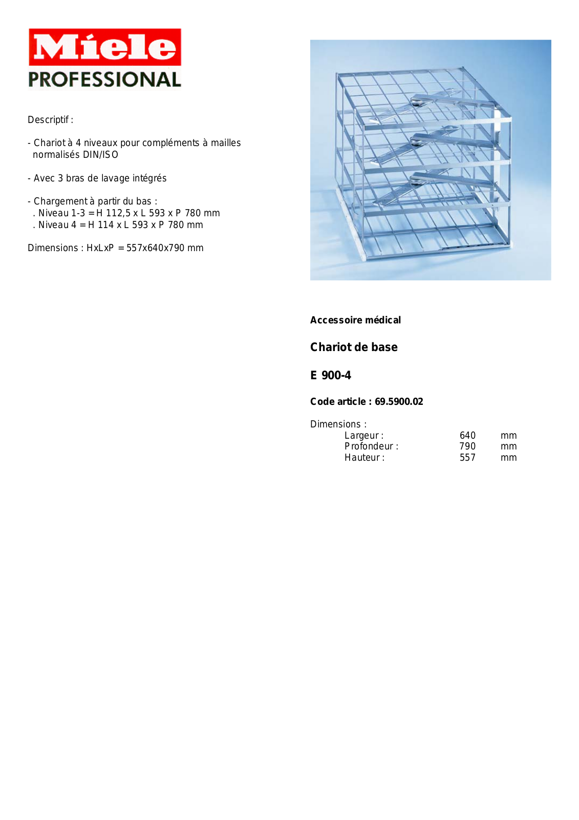 MIELE E 900-4 DESCRIPTIF User Manual