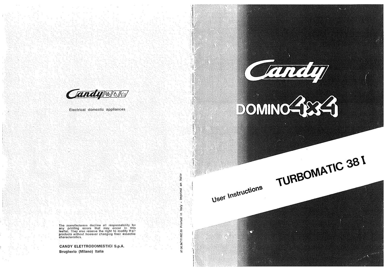 Candy TURBOMATIC 38 I User Manual